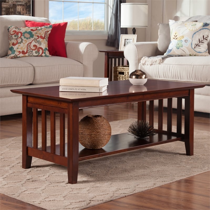 AFI Mission Solid Wood Transitional Coffee Table in Walnut Brown