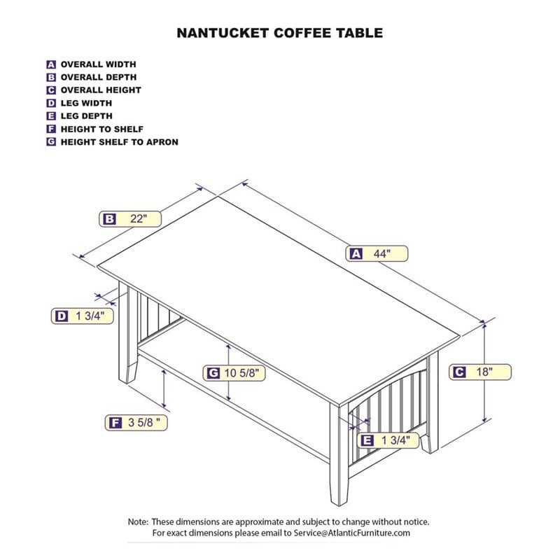 Atlantic Furniture Nantucket Coffee Table in Walnut AH15304