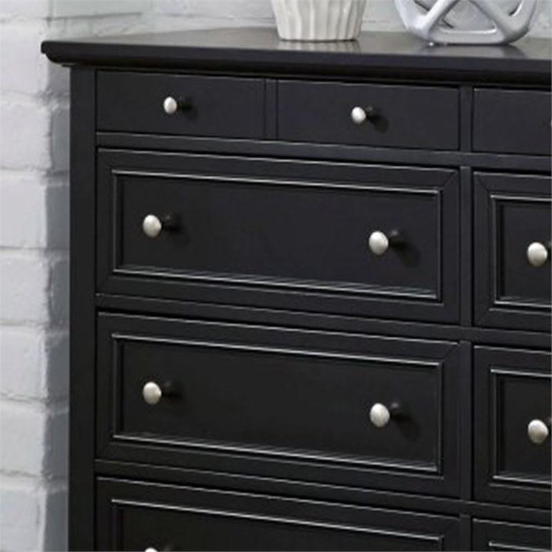 Homestyles Bedford Engineered Wood 8-Drawers Double Bedroom Dresser in Black