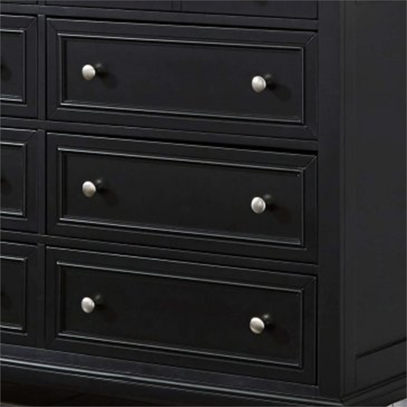 Homestyles Bedford Engineered Wood 8-Drawers Double Bedroom Dresser in Black