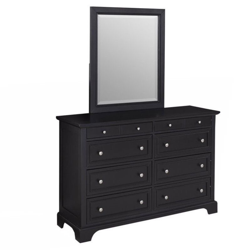 8 Drawer Double Dresser And Mirror In Black 8 Drawer Double Dresser And Mirror In Black
