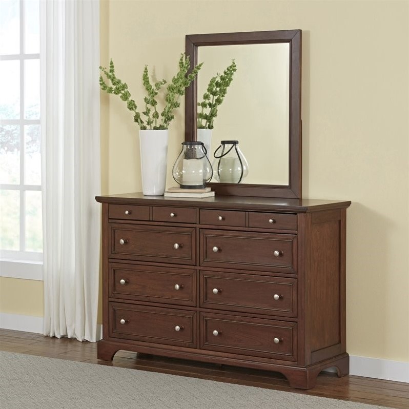 8 Drawer Double Dresser and Mirror in Cherry - 5529-74