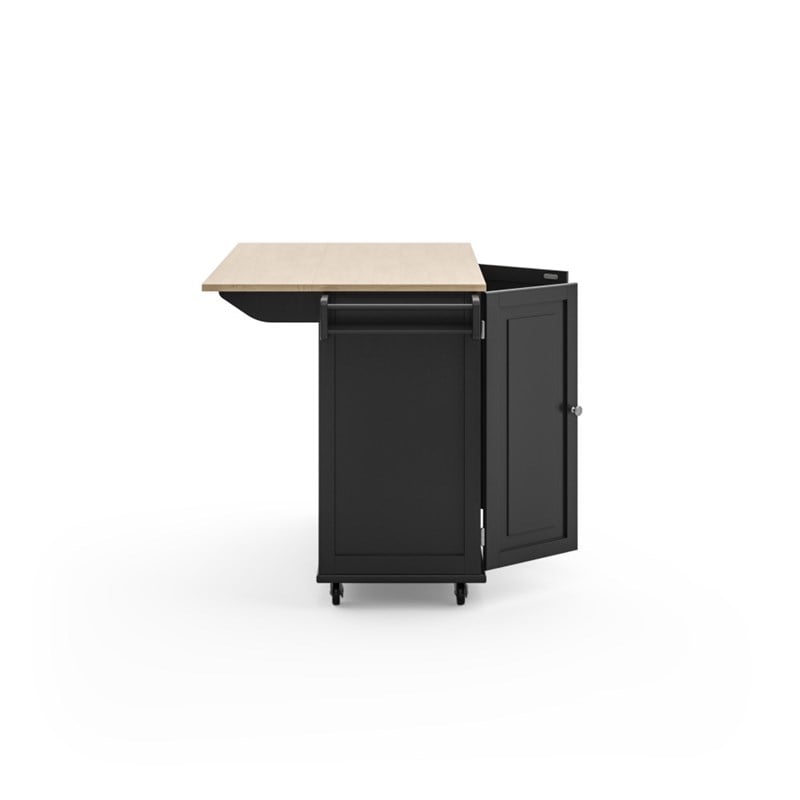 Homestyles Mobile Kitchen Island Cart with Wood Drop Leaf Breakfast Bar in Black