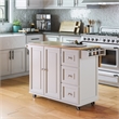 Homestyles Mobile Kitchen Island Cart with Wood Drop Leaf Breakfast Bar in White