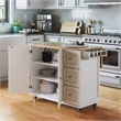 Homestyles Mobile Kitchen Island Cart with Wood Drop Leaf Breakfast Bar in White