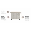 Homestyles Mobile Kitchen Island Cart with Wood Drop Leaf Breakfast Bar in White