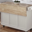 Homestyles Mobile Kitchen Island Cart with Wood Drop Leaf Breakfast Bar in White