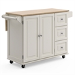 Homestyles Mobile Kitchen Island Cart with Wood Drop Leaf Breakfast Bar in White