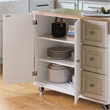 Homestyles Mobile Kitchen Island Cart with Wood Drop Leaf Breakfast Bar in White