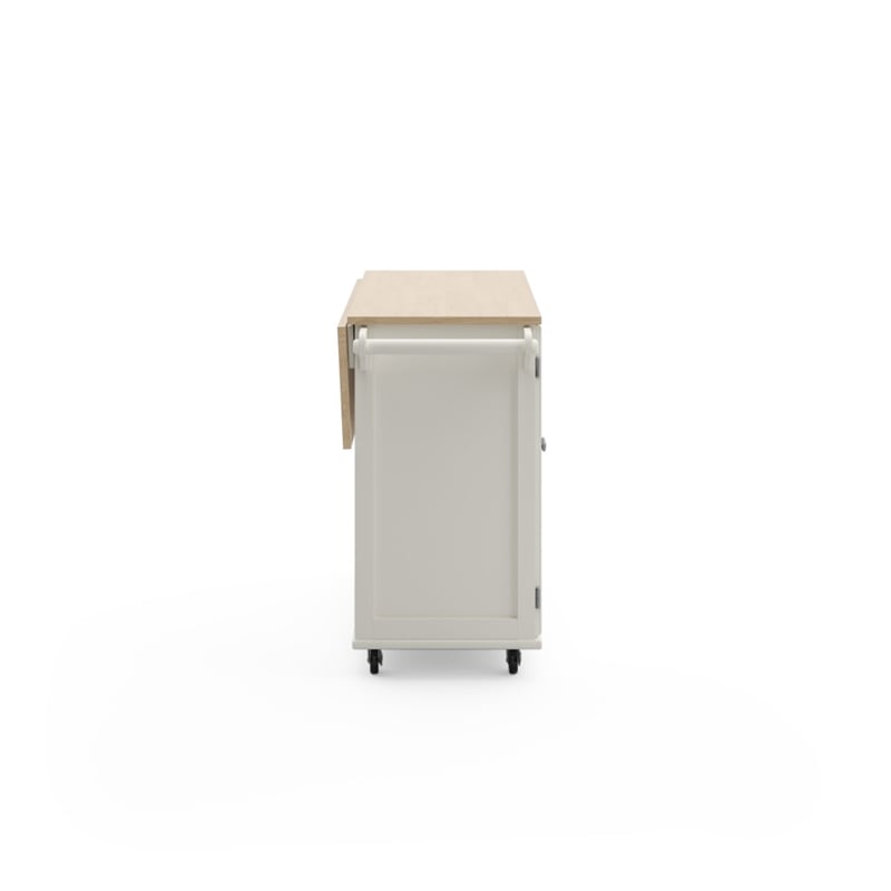 Homestyles Mobile Kitchen Island Cart with Wood Drop Leaf Breakfast Bar in White