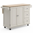 Homestyles Mobile Kitchen Island Cart with Wood Drop Leaf Breakfast Bar in White