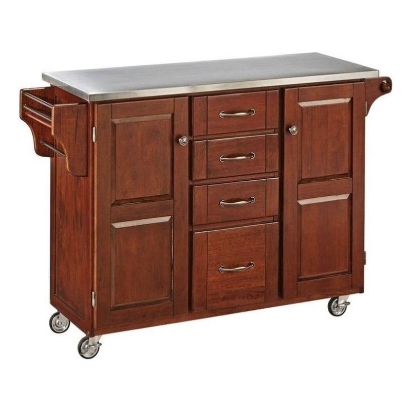 Stainless Steel Kitchen Cart In Cherry 9100 1072 Stainless Steel Kitchen Cart In Cherry