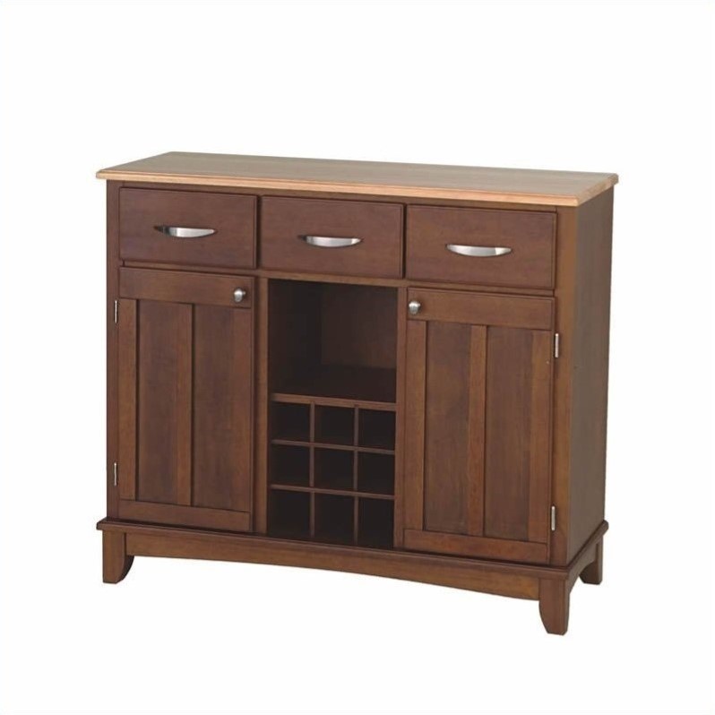 Home Styles Furniture Large Cherry Base and Natural Wood Top Buffet