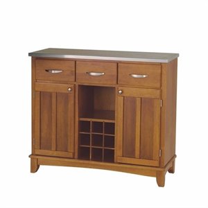 Furniture Cottage Oak Base and Stainless Steel Top Buffet