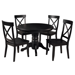 homestyles 5 piece wood dining set with pedestal table in black