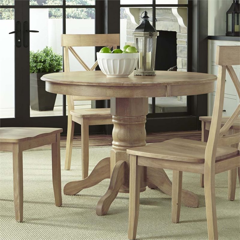 Homestyles Cambridge 42" Round Wood Pedestal Dining Table in White Wash
