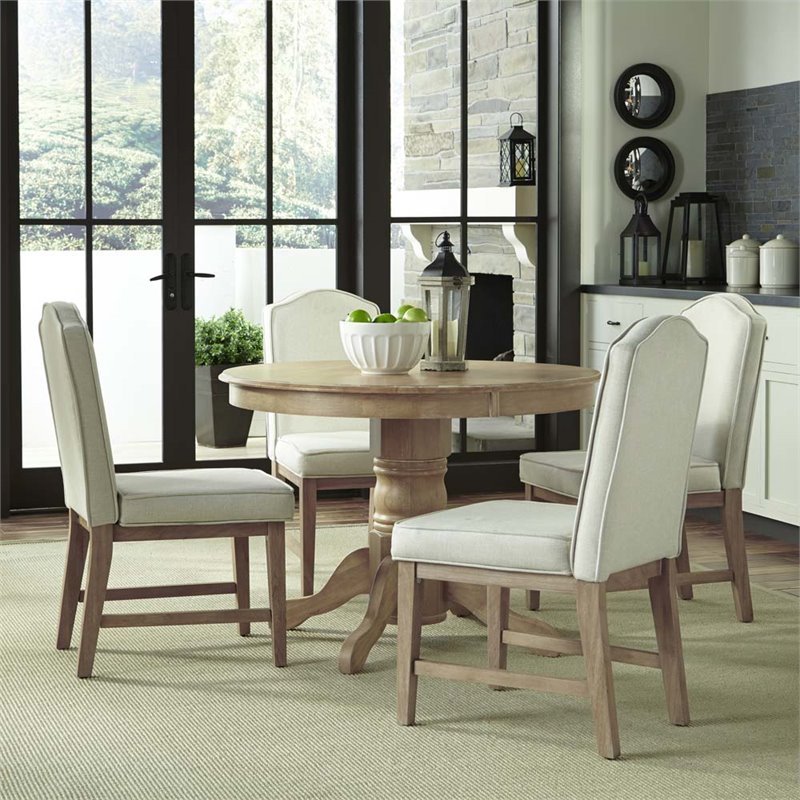 Home Styles Classic 5 Piece Round Dining Set in White Wash 95385072858