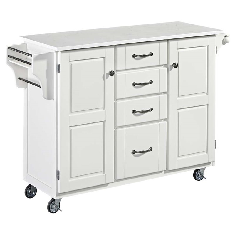 Quartz Top Kitchen Cart in White 91000210