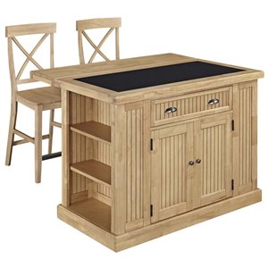Home Styles Nantucket Granite Top Kitchen Island in Natural Maple