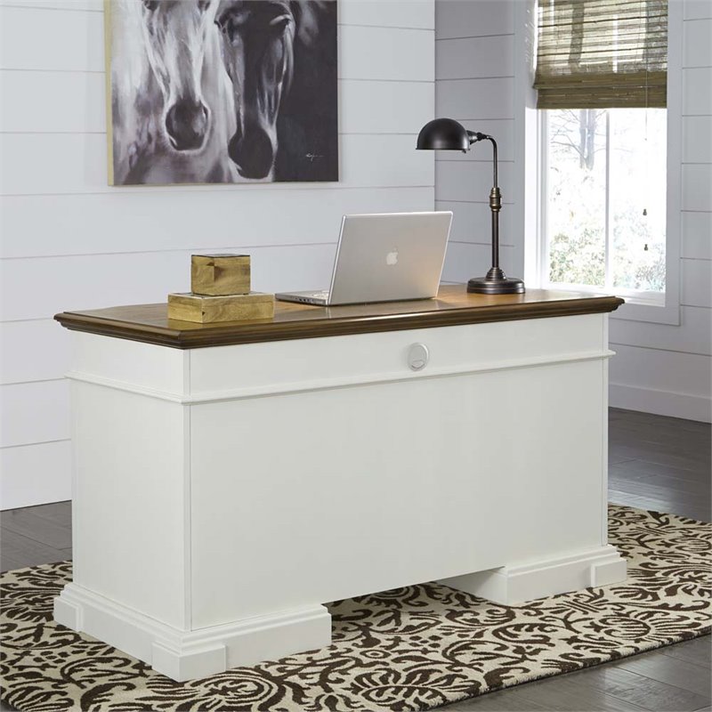 Home Styles Americana Pedestal Computer Desk in White 500218