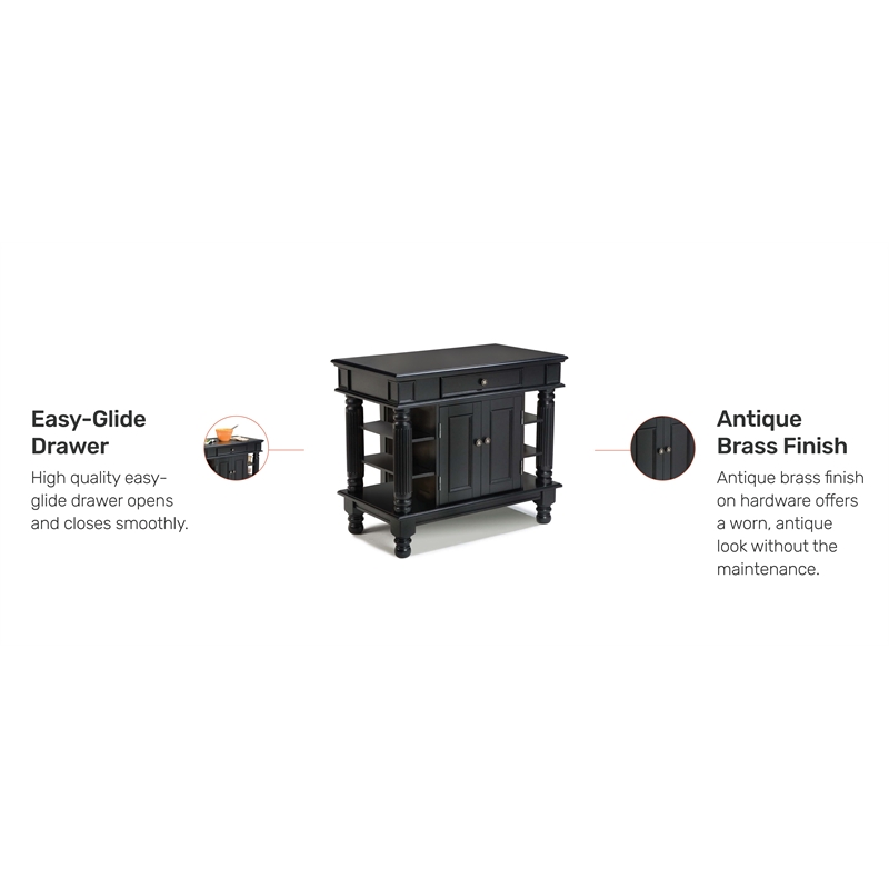 Homestyles Americana Wood Kitchen Island in Black