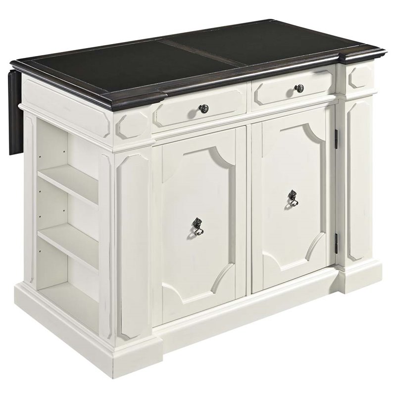 Fiesta Granite Inlet Top Kitchen Island In Distressed White