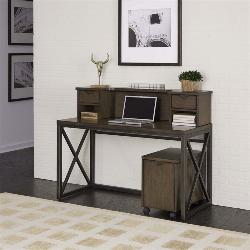 Details About Home Styles Xcel Writing Desk With Hutch And Mobile File In Copper