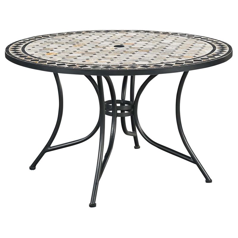 Home Styles Laguna 51 Round Marble Top Patio Dining Table In Black Patio Dining Table Only Home Styles Laguna 51