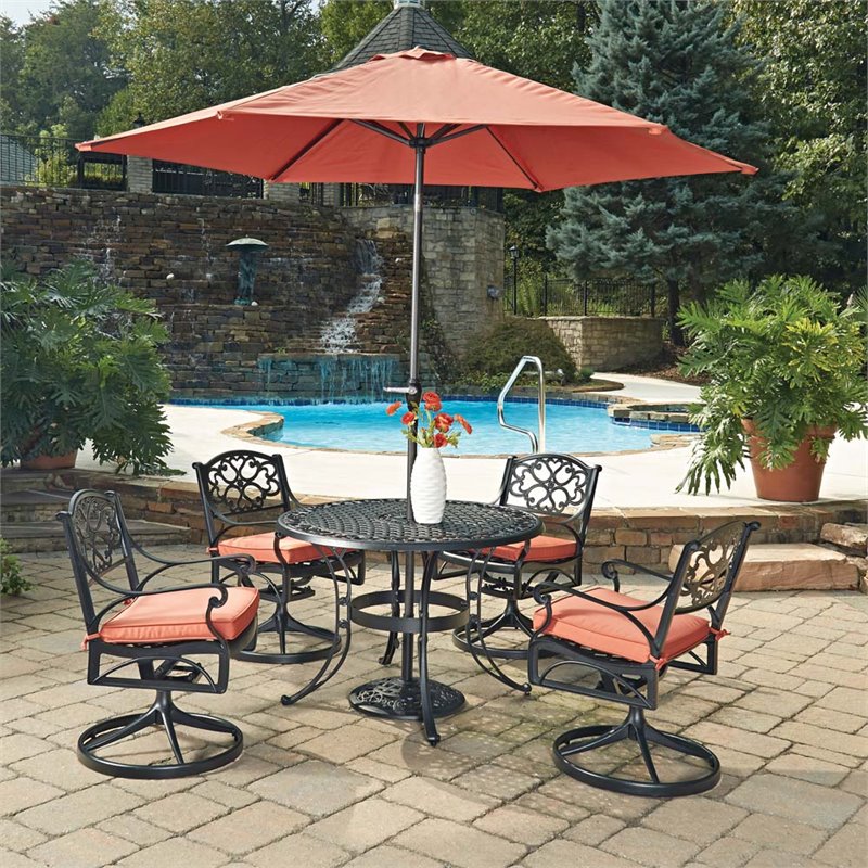 Home Styles Biscayne 7 Piece 42 Round Patio Dining Set In Black