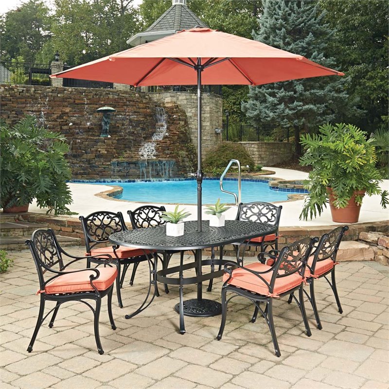 Home Styles Biscayne 9 Piece Oval Patio Dining Set In Black 5554 3386c