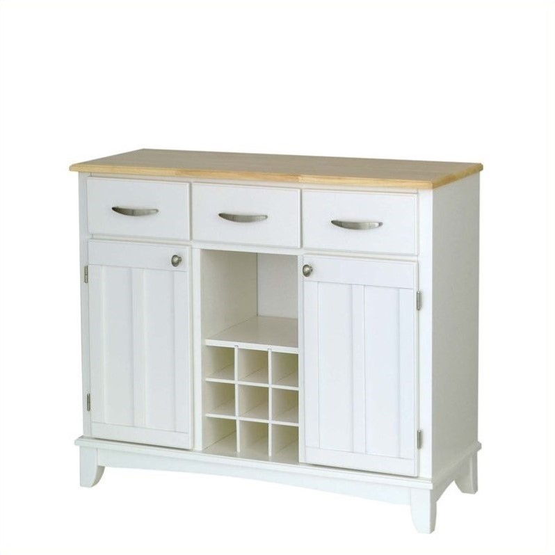 Home Styles White Buffet with Natural Wood Top - 5100-0021