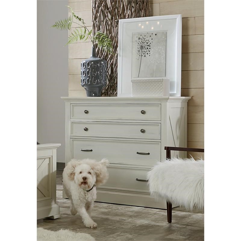 Homestyles Seaside Lodge Wood Chest in Off White
