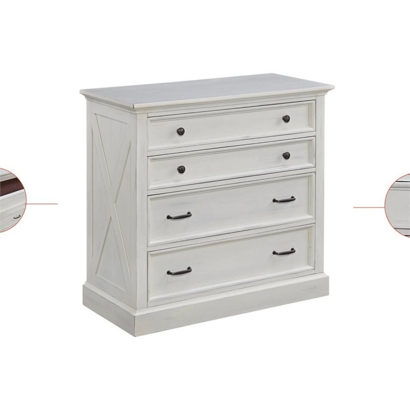 Homestyles Seaside Lodge Wood Chest in Off White