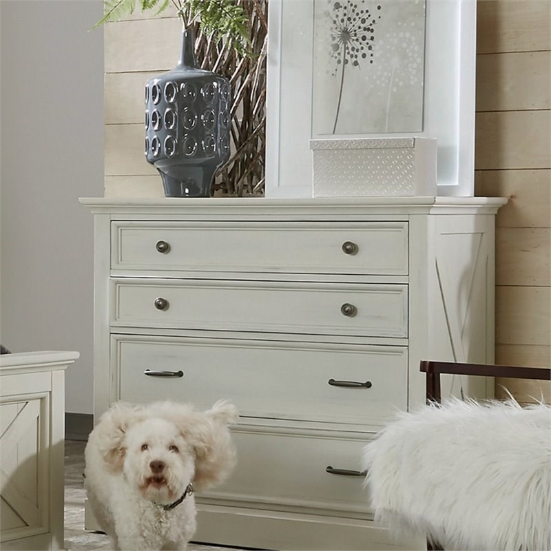 Homestyles Seaside Lodge Wood Chest in Off White