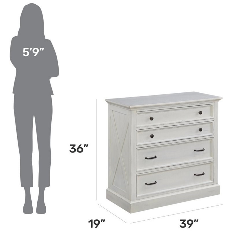 Homestyles Seaside Lodge Wood Chest in Off White