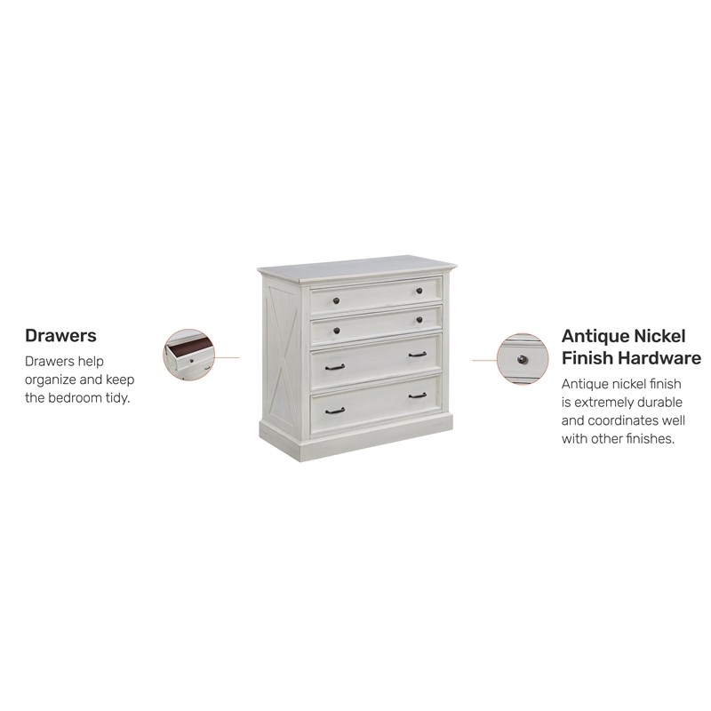Homestyles Seaside Lodge Wood Chest in Off White