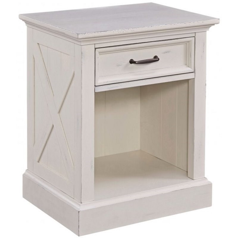 Homestyles Seaside Lodge Wood King Headboard and Nightstand in Off White