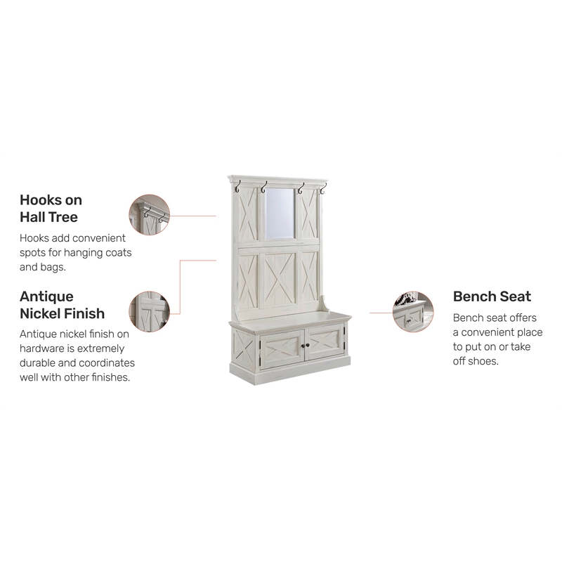 Homestyles Seaside Lodge Wood Hall Tree in Off White