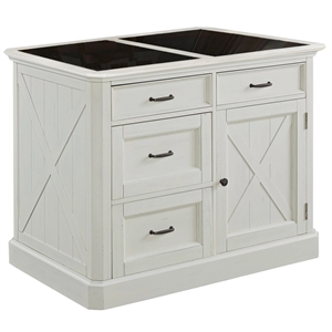 homestyles seaside lodge wood kitchen island in off white with black granite top