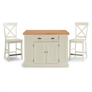 homestyles nantucket solid wood top kitchen island and 2 counter stools