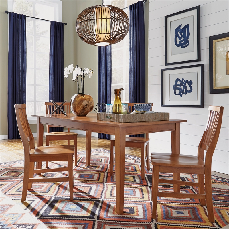 Homestyles Arts & Crafts Wood Dining Table in Brown