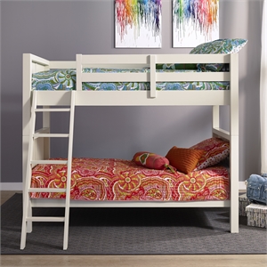 Homestyles Naples Wood Twin Over Twin Bunk Bed in Off White