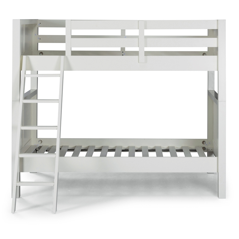 Homestyles Naples Wood Twin Over Twin Bunk Bed in Off White