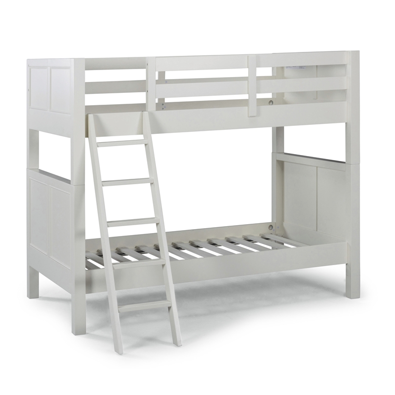 Homestyles Naples Wood Twin Over Twin Bunk Bed in Off White