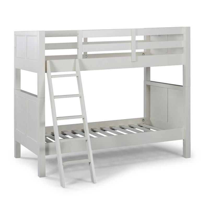 Homestyles Naples Wood Twin Over Twin Bunk Bed in Off White