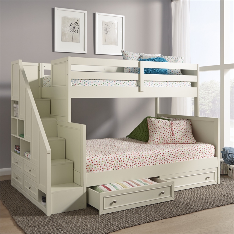 White Twin Over Full Bunk Bed, Twin Over Full Bunk Bed With Storage White