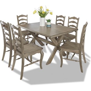 Homestyles Mountain Lodge Engineered Wood 60&quotW Rectangular Dining Set in Gray