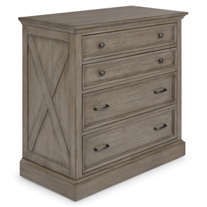 homestyles mountain lodge wood 4 drawer chest in gray
