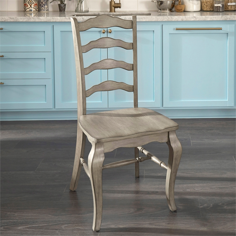 Homestyles Mountain Lodge Wood Dining Chair Pair in Gray