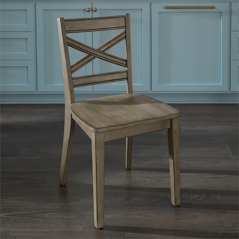 Homestyles Mountain Lodge Wood Dining Chair Pair in Gray
